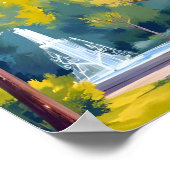 Wasserfarbe des Herbstparks Poster (Ecke)