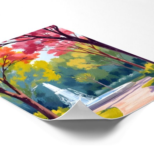 Wasserfarbe des Herbstparks Poster (Ecke)