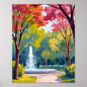 Wasserfarbe des Herbstparks Poster (Vorne)