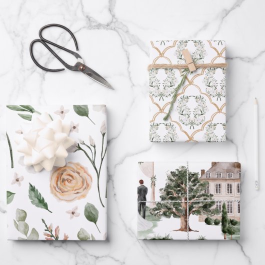 Wasserfarbe des Hochzeitsseins Brautparty Geschenkpapier Set (Vorderseite)