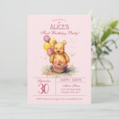 Wasserfarbe des kleinen Bären-Party | Erster Gebur Einladung (Stehend Vorderseite)