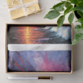 Wasserfarbe des stürmischen Meeres mit Leuchtturm  Seidenpapier (Geschenk)