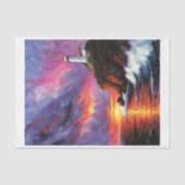 Wasserfarbe des stürmischen Meeres mit Leuchtturm  Seidenpapier (Vorderseite)