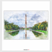 Wasserfarbe des Washington Monuments mit Reflektio Aufkleber (Blatt)
