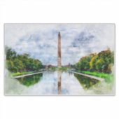 Wasserfarbe des Washington Monuments mit Reflektio Aufkleber (Vorderseite)