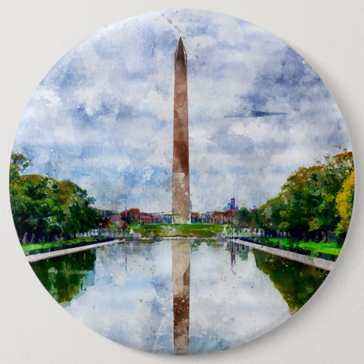 Wasserfarbe des Washington Monuments mit Reflektio Button (Vorderseite)