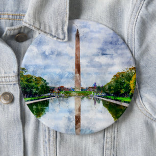 Wasserfarbe des Washington Monuments mit Reflektio Button
