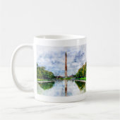 Wasserfarbe des Washington Monuments mit Reflektio Kaffeetasse (Links)