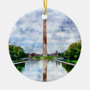 Wasserfarbe des Washington Monuments mit Reflektio Keramik Ornament