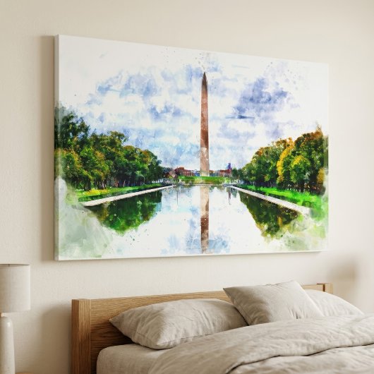 Wasserfarbe des Washington Monuments mit Reflektio Leinwanddruck