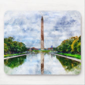Wasserfarbe des Washington Monuments mit Reflektio Mousepad (Vorne)