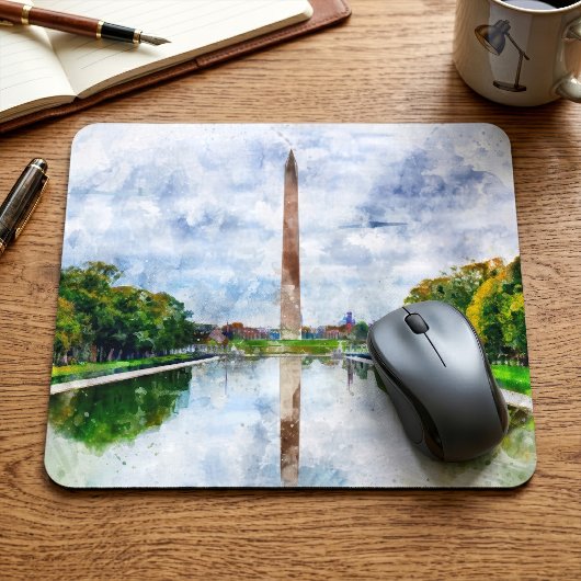 Wasserfarbe des Washington Monuments mit Reflektio Mousepad