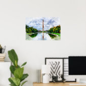 Wasserfarbe des Washington Monuments mit Reflektio Poster (Heimbüro)