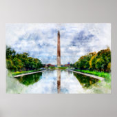 Wasserfarbe des Washington Monuments mit Reflektio Poster (Vorne)