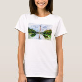 Wasserfarbe des Washington Monuments mit Reflektio T-Shirt (Vorderseite)