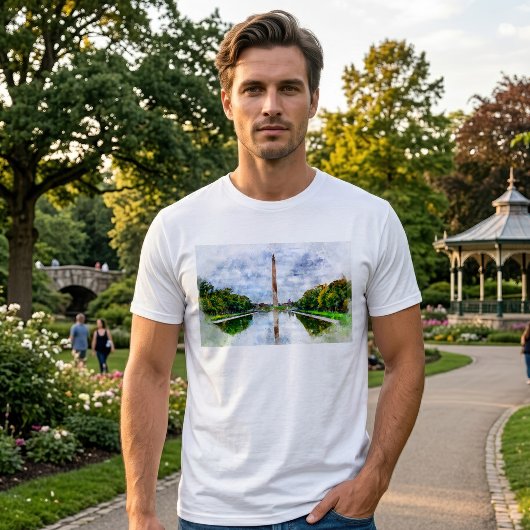 Wasserfarbe des Washington Monuments mit Reflektio T-Shirt