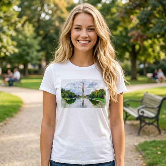 Wasserfarbe des Washington Monuments mit Reflektio T-Shirt