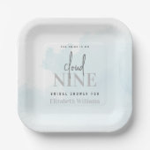 Wasserfarbe Die Braut ist auf Cloud 9 Brautparty Pappteller (Vorderseite)