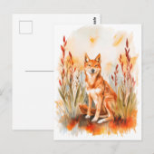 Wasserfarbe Dingo im Gras Postkarte (Vorne/Hinten)
