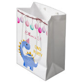 Wasserfarbe Dino Party Kindergeburtstag Mittlere Geschenktüte (Vorderseite Schrägansicht)