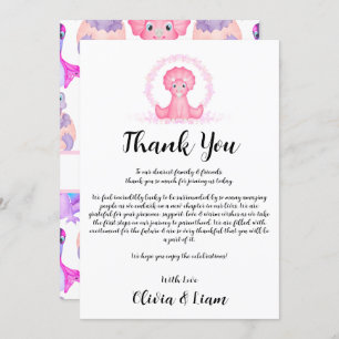 Wasserfarbe Dinosaur Kinderdusche Danke Karte