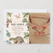 Wasserfarbe Dinosaur Kinderdusche Foto Einladung (Vorderseite)