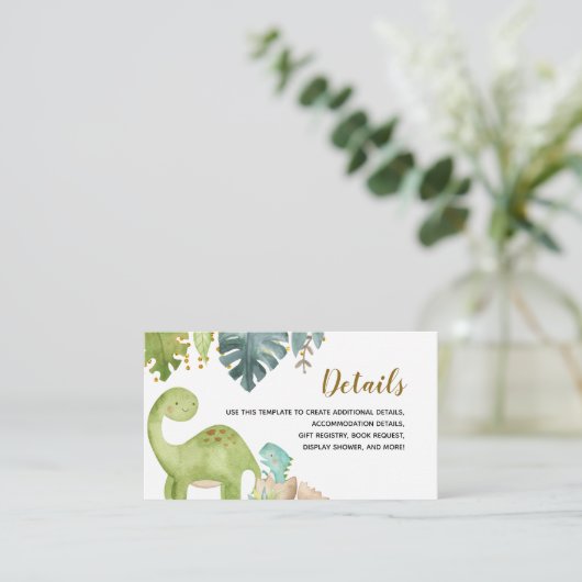 Wasserfarbe Dinosaur T-Rex Details Babyduschkarte Begleitkarte (Stehend Vorderseite)