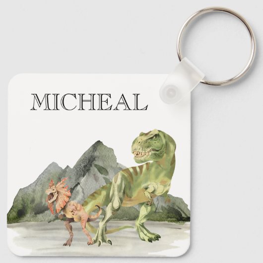 Wasserfarbe Dinosaur T-Rex Tyrannosaurus Name Schlüsselanhänger (Rückseite)