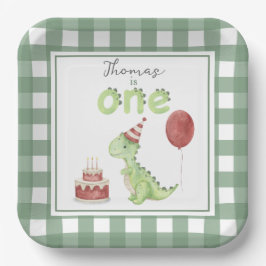 Wasserfarbe Dinosaurier 1. Geburtstag Pappteller