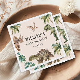 Wasserfarbe Dinosaurier 1. Geburtstags-Party Serviette