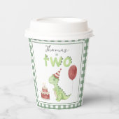 Wasserfarbe Dinosaurier 2. Geburtstag Pappbecher (Vorderseite)