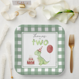 Wasserfarbe Dinosaurier 2. Geburtstag Pappteller
