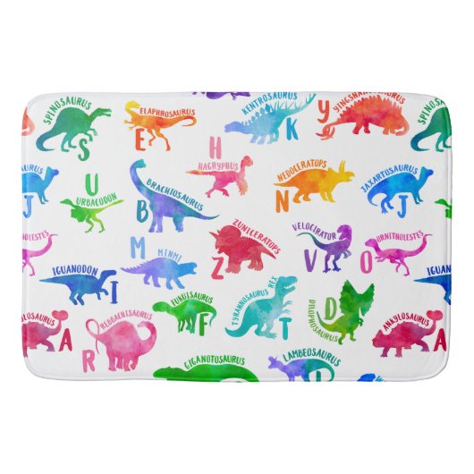 Wasserfarbe Dinosaurier Alphabet Farbenfroh Dino K Badematte (Vorderseite)