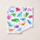 Wasserfarbe Dinosaurier Alphabet Farbenfroh Dino K Badhandtuch Set (Waschlappen)