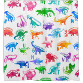 Wasserfarbe Dinosaurier Alphabet Farbenfroh Dino K Duschvorhang (Vorderseite)