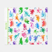 Wasserfarbe Dinosaurier Alphabet Farbenfroh Dino K Fleecedecke (Vorderseite (Horizontal))