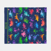 Wasserfarbe Dinosaurier Alphabet Farbenfroh Dino K Fleecedecke (Vorderseite (Horizontal))