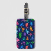 Wasserfarbe Dinosaurier Alphabet Farbenfroh Dino K Gepäckanhänger (Vorderseite Vertikal)