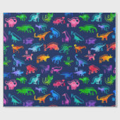 Wasserfarbe Dinosaurier Alphabet Farbenfroh Dino K Geschenkpapier (Flach)
