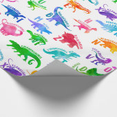 Wasserfarbe Dinosaurier Alphabet Farbenfroh Dino K Geschenkpapier (Ecke)