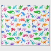 Wasserfarbe Dinosaurier Alphabet Farbenfroh Dino K Geschenkpapier (Flach)