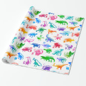 Wasserfarbe Dinosaurier Alphabet Farbenfroh Dino K Geschenkpapier (Ungerollt)