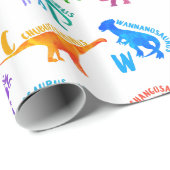 Wasserfarbe Dinosaurier Alphabet Farbenfroh Dino K Geschenkpapier (Rolleneckpunkt)