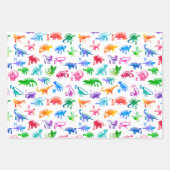 Wasserfarbe Dinosaurier Alphabet Farbenfroh Dino K Geschenkpapier Set (Vorderseite 3)