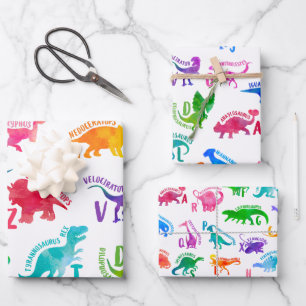 Wasserfarbe Dinosaurier Alphabet Farbenfroh Dino K Geschenkpapier Set