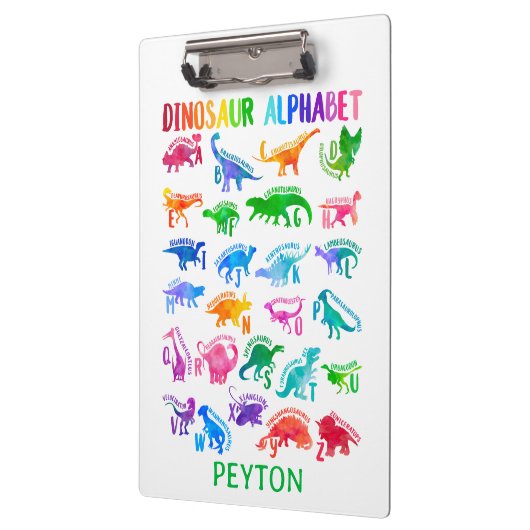 Wasserfarbe Dinosaurier Alphabet Farbenfroh Dino K Klemmbrett (Links)