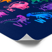 Wasserfarbe Dinosaurier Alphabet Farbenfroh Dino K Poster (Ecke)