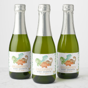 Wasserfarbe Dinosaurier Baby Dusche Champagner Lab Schaumweinetikett