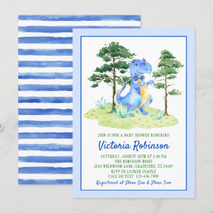 Wasserfarbe-Dinosaurier-Baby- Jungen-Shower Einladung