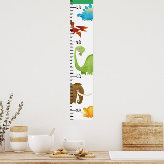 Wasserfarbe Dinosaurier Boy Growth Chart Personali Poster (Küche)